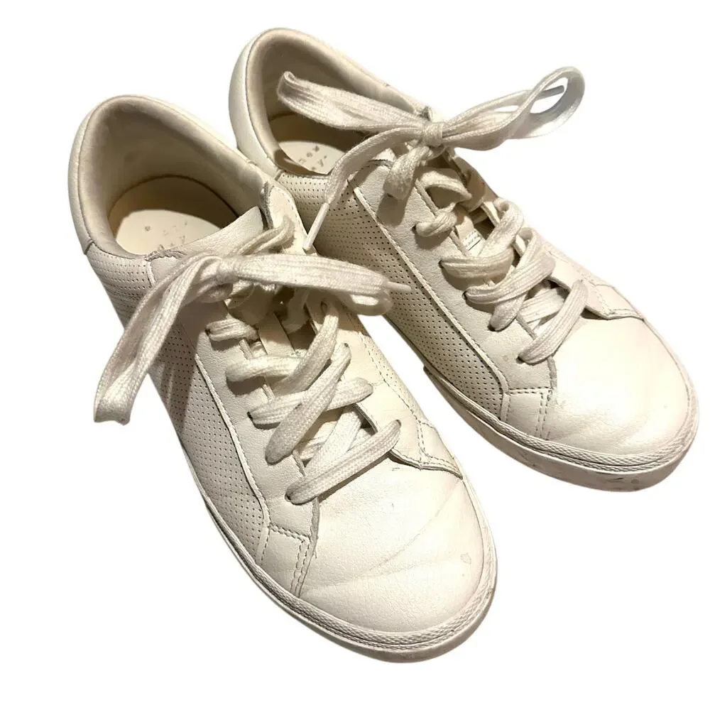 A New Day White Faux Leather Sneaker Tennis Shoes Women's Size 8